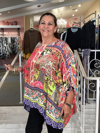 SILKY PONCHO - PINK