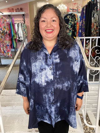 Button Shirt - Navy Waterfall