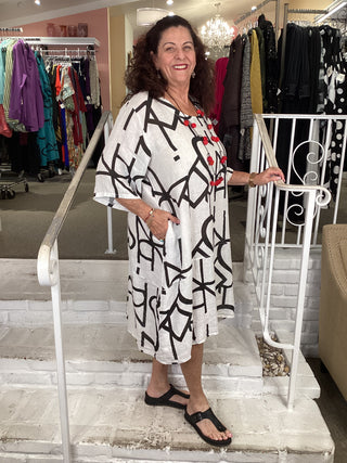 GEO TUNIC DRESS - WHITE