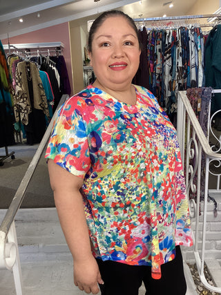 CAP V-NECK TOP - MEADOWS
