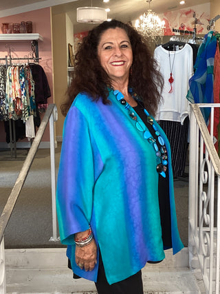 KC8 Kimono Georgette Jacket - Turquoise/Periwinkle