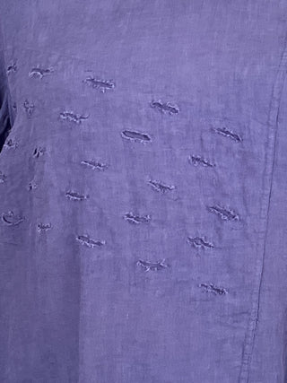 LINEN BOXY TOP -  IRIS BLUE