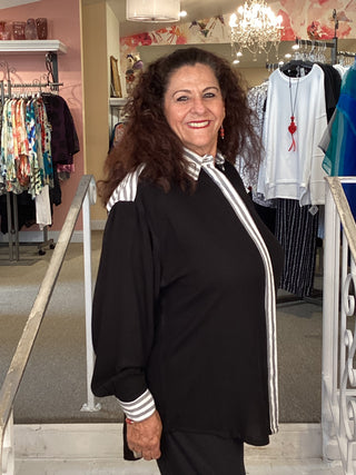 2019 L/S BLACK COMBO BLOUSE