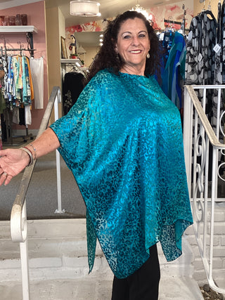 CUT SATIN TUNIC - TURQUOIS