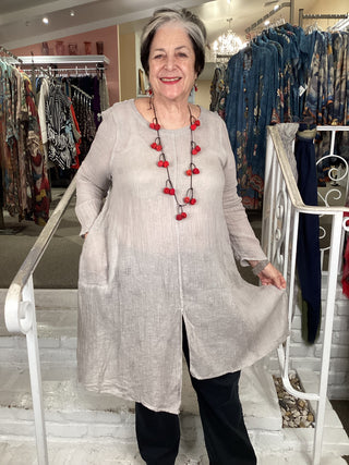 SPLIT TUNIC - BEIGE CRINKLE