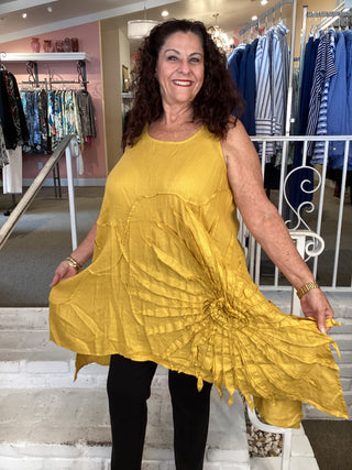 LINEN GAUZE TUNIC - MUSTARD