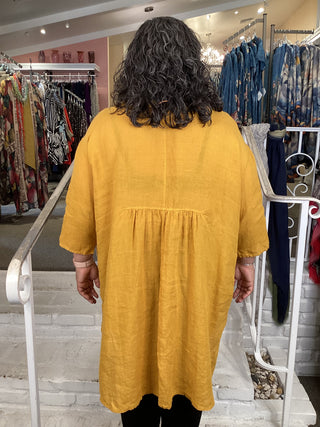 L/S BUTTON TUNIC - MUSTARD