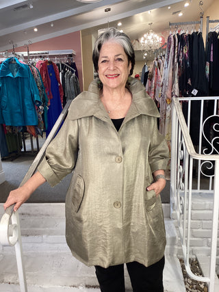 SHIMMER LONG JKT - OLIVE