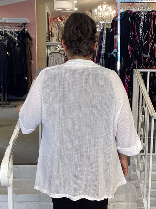COTTON MESH CARDI - WHITE