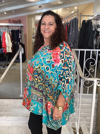 SILK VISCOSE PONCHO - MULTI