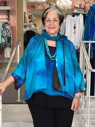 Silk Kimono Jacket - Midnight Blue