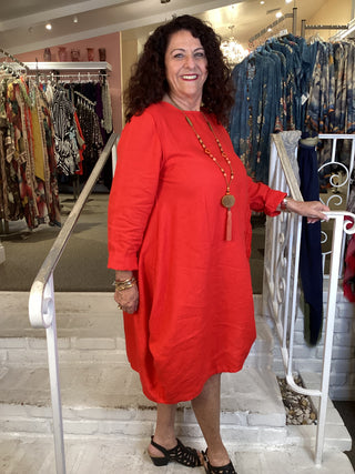 L/S CIRCLE DRESS - RED