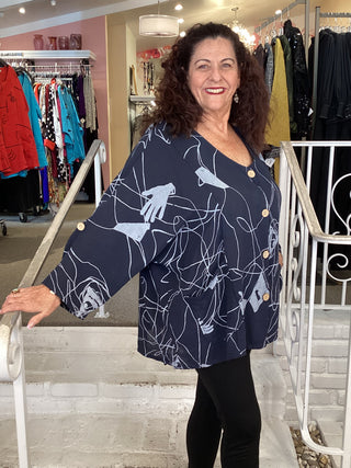 ABSTRACT HAND JKT/TUNIC - NAVY