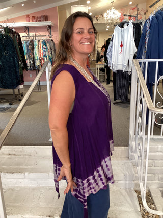 2192 Asymmetric Dip-Dye Tunic - Purple Crystal