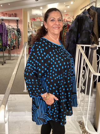 KIANA 3/4 TUNIC - BLUE/BLK