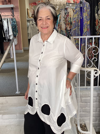 JT1327 Wholy Button Tunic - White
