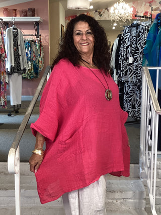 ROZA 2 POCKET TOP - FUCHSIA