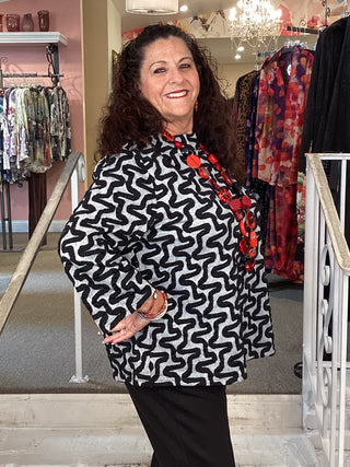 MOCKNECK TOP - BLACK SWIRL