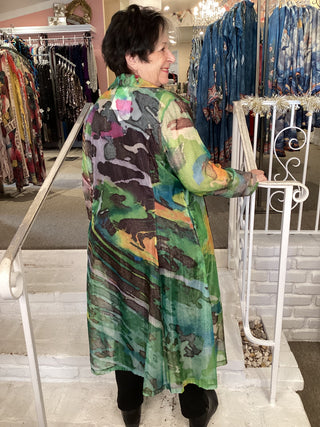 FLORAL FLING DUSTER - GREEN