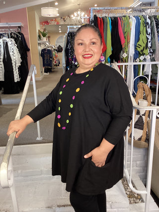 COTTON 2 PKT TUNIC - BLACK