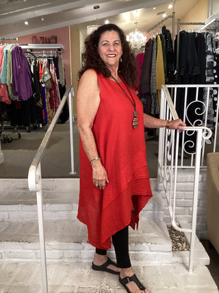 LAYERS TANK DRESS - RED