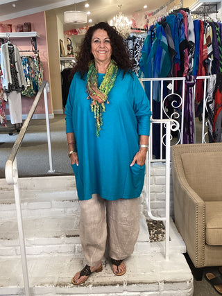 COTTON 2 PKT TUNIC - ATLANTIS