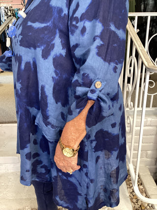 ANNIKA TIE-DYE TOP - BLUE