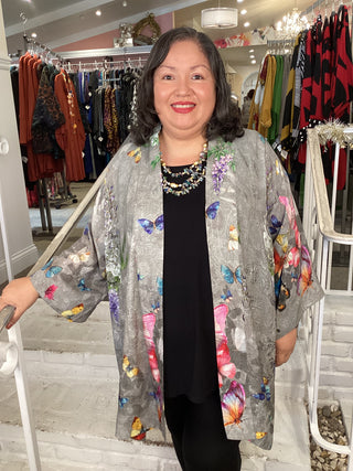 SILK KIMONO-BUTTERFLY SWARM
