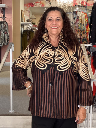 SOUTACHE / VELOUR JKT - BROWN