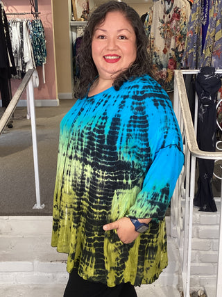 S/S KIANA TOP - DD TURQ/CHARTR