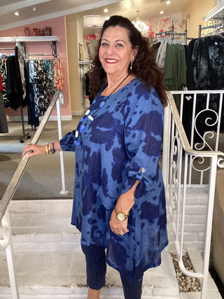 ANNIKA TIE-DYE TOP - BLUE