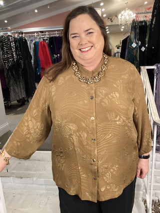 #17 3/4 MANDARIN BLOUSE - BRONZE