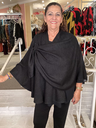 CASHMERE SHAWL - GREY/BLACK