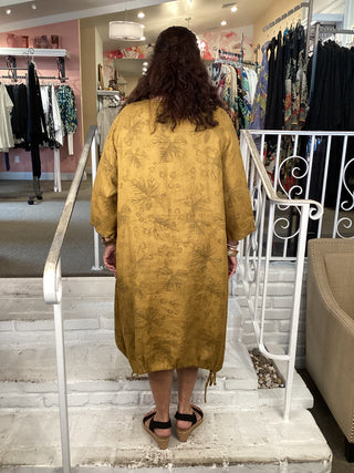 LT1476 DRESS  SULPHUR LINEN