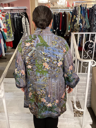 OPEN KIMONO - WATERFALL & FLOWER