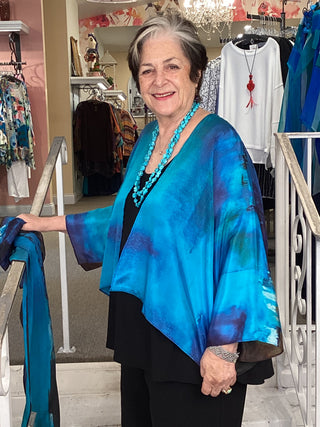Silk Kimono Jacket - Midnight Blue