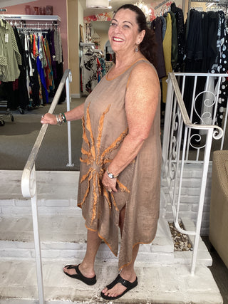 GAUZE TANK DRESS - ORANGE