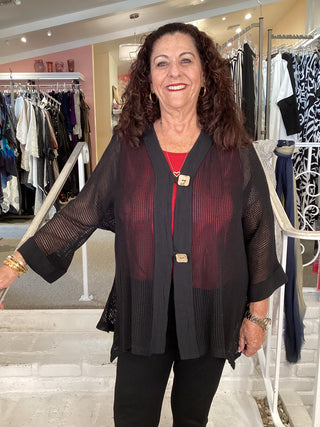 COTTON MESH CARDI - JET