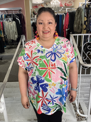 CAP V-NECK TOP - ROSY