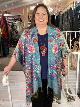 REVERSIBLE DUSTER - 2E TURQ
