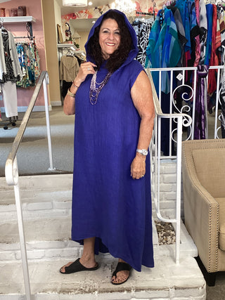 SLEVELESS COWL DRESS - BLUE