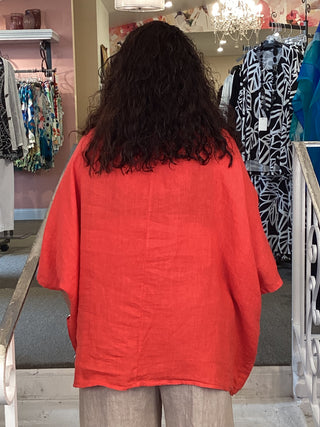 COWL LINEN TOP - RED