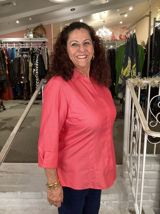 BLOUSE - ROSE RED 3/4 SLV