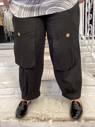 LINEN 4 POCKET PANT - BLACK