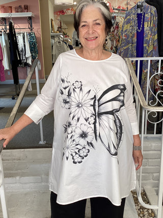 JT1075 Butterfly Tunic - White