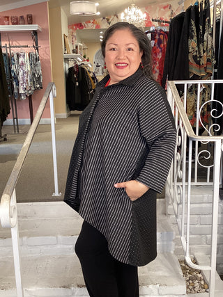 HI  LOW SHIRT - DOT/STRIPE DOT