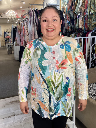 V NECK SLUB TOP - LEMONADE