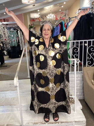 V-NECK GOLD DOT KAFTAN