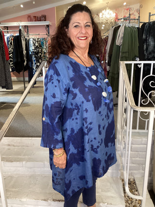 ANNIKA TIE-DYE TOP - BLUE