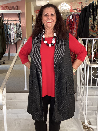 REVERSIBLE VEST-BW STRIPE/DOT